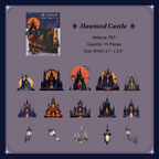 Silhouette of dark castles and old buildings sticker pack