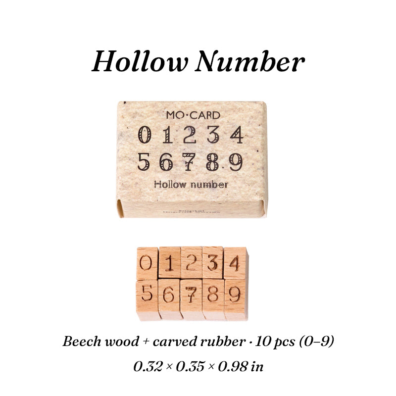 Vintage 0-9 Number Wooden Rubber Stamps — 10 Pcs, 6 Typeface Styles