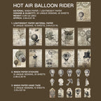 "Hot Air Balloon Ride vintage sticker with whimsical balloon design for adventure themed crafts"