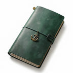 Hunter Green full-grain leather standard size diary with a rustic anchor charm, a great gift for sailors and adventurers.