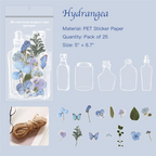 Hydrangea floral letter PET stickers with elegant hydrangea designs for garden themed crafts

