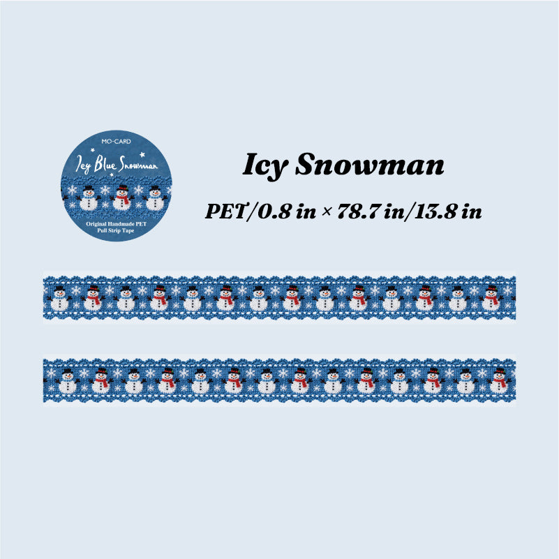 	Icy Snowman PET tape specification card - blue snowman design, 20mm x 2m