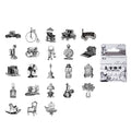 Illustrator's sketchbook black and white vintage object sketch stickers for minimalist journal