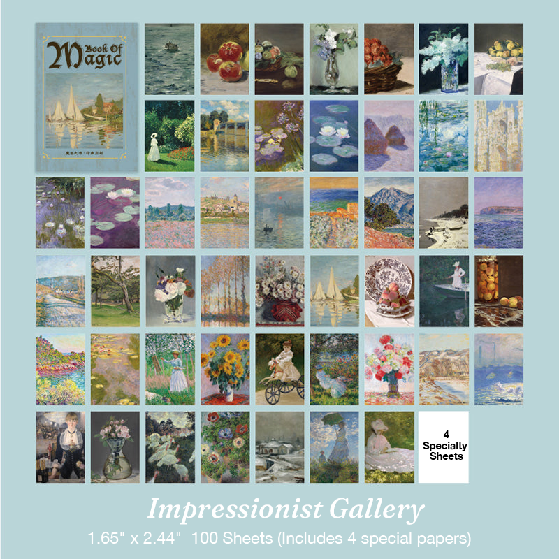 Impressionist gallery art aesthetic vintage magic book stickers for scrapbooking