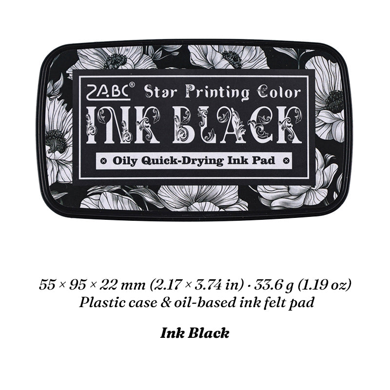 Ink Black Star Printing oil-based ink pad in floral case
