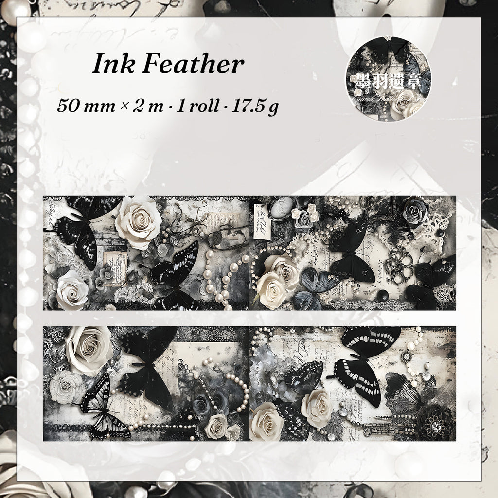 Ink Feather design — full pattern loop of ink butterflies and florals