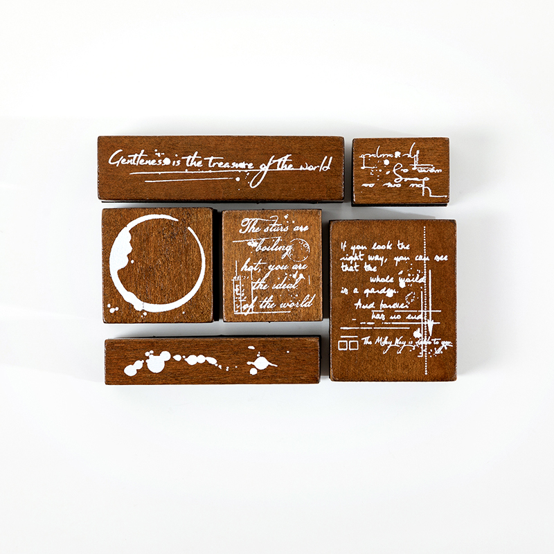 Ink whisper scripts coffee stain cursive handwriting stamp set