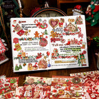 Open Christmas sticker book showing glitter-sand sticker sheets with holiday treats and gift designs