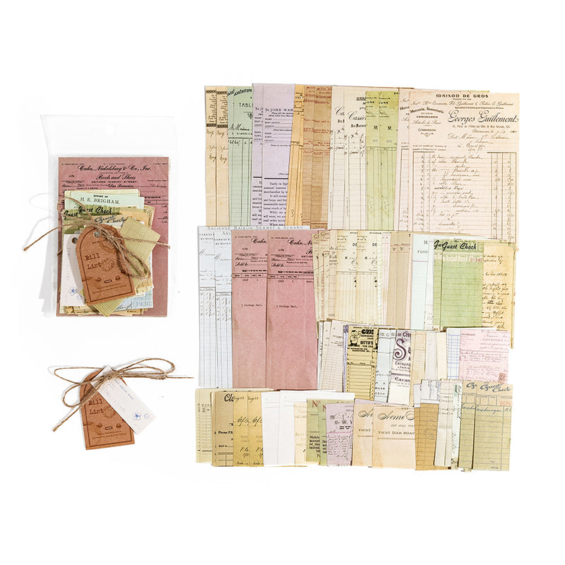 Invoice List vintage ephemera - antique receipt and document paper pack for nostalgic crafting