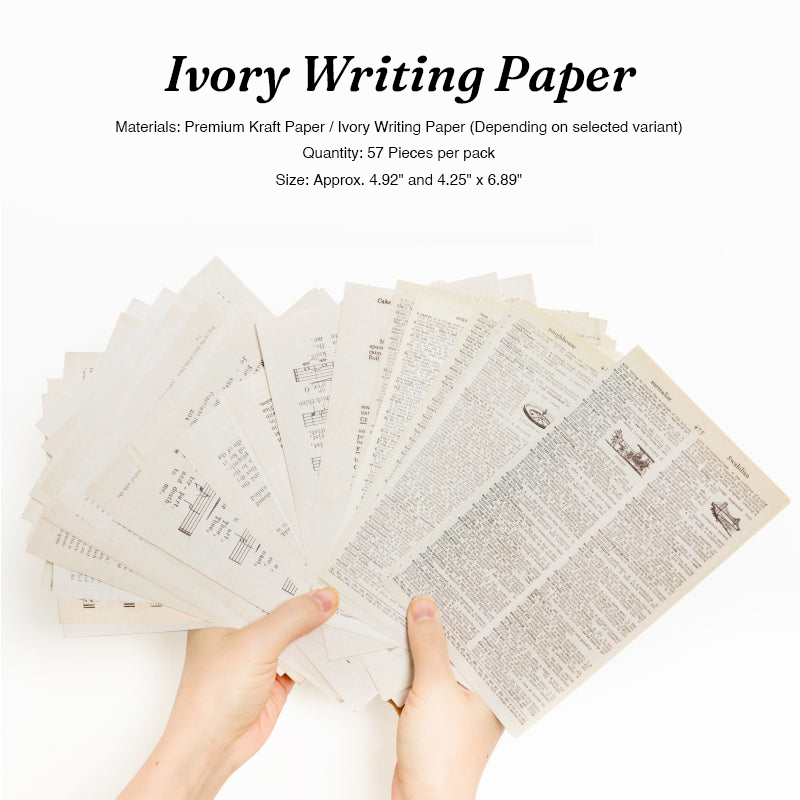 Ivory writing paper antique book pages for scrapbooking and collage art