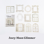 Ivory moon glimmer white vintage window frame aesthetic stickers