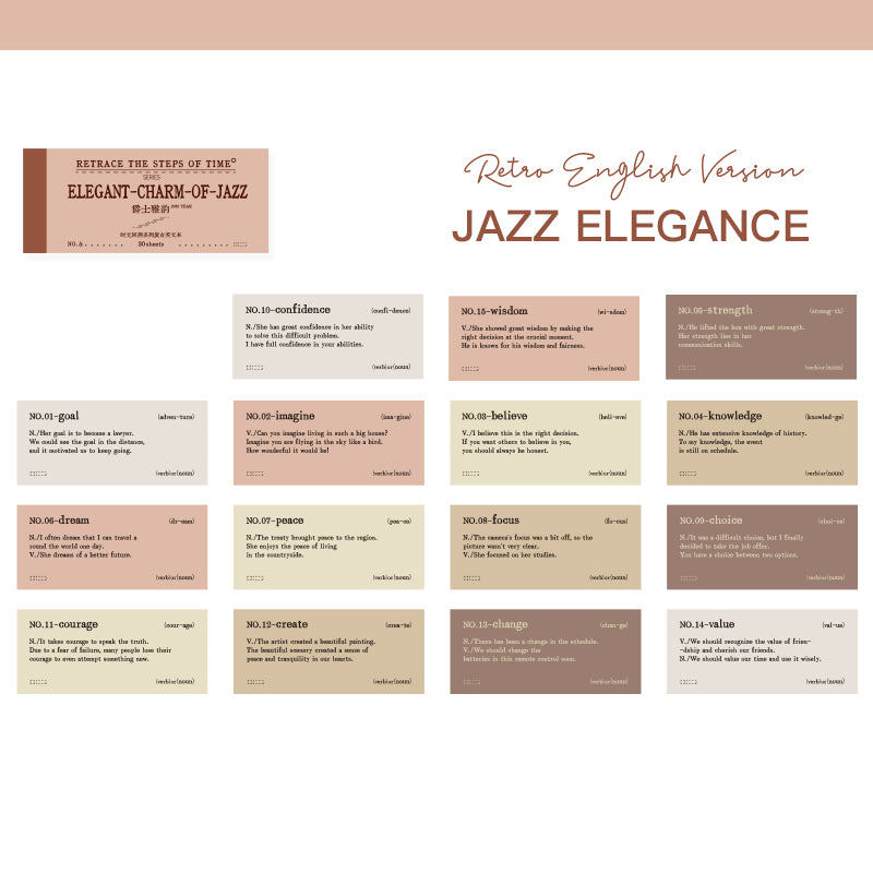 Jazz Elegance vintage ephemera labels showcasing art deco inspired English typography