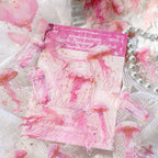 Pink jellyfish sticker pack arranged with dried flowers and pearls