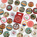 Vintage ephemera round labels and aesthetic advertising stickers