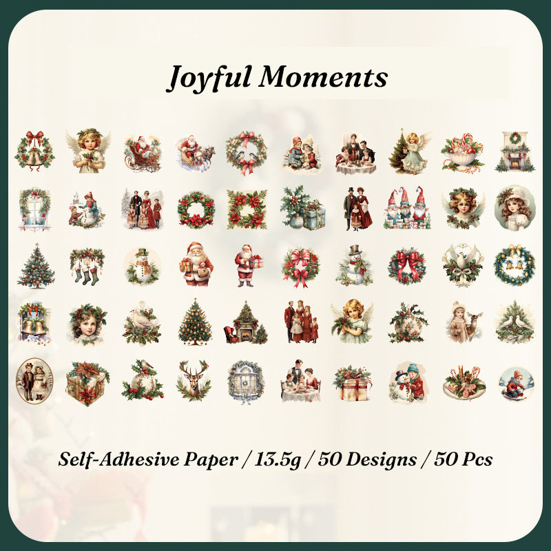 Joyful Moments vintage Christmas sticker flakes collection 50 die cut designs self adhesive paper for junk journaling