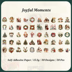 Joyful Moments vintage Christmas sticker flakes collection 50 die cut designs self adhesive paper for junk journaling