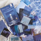 Klein blue ocean and travel theme vintage washi sticker set for scrapbooking