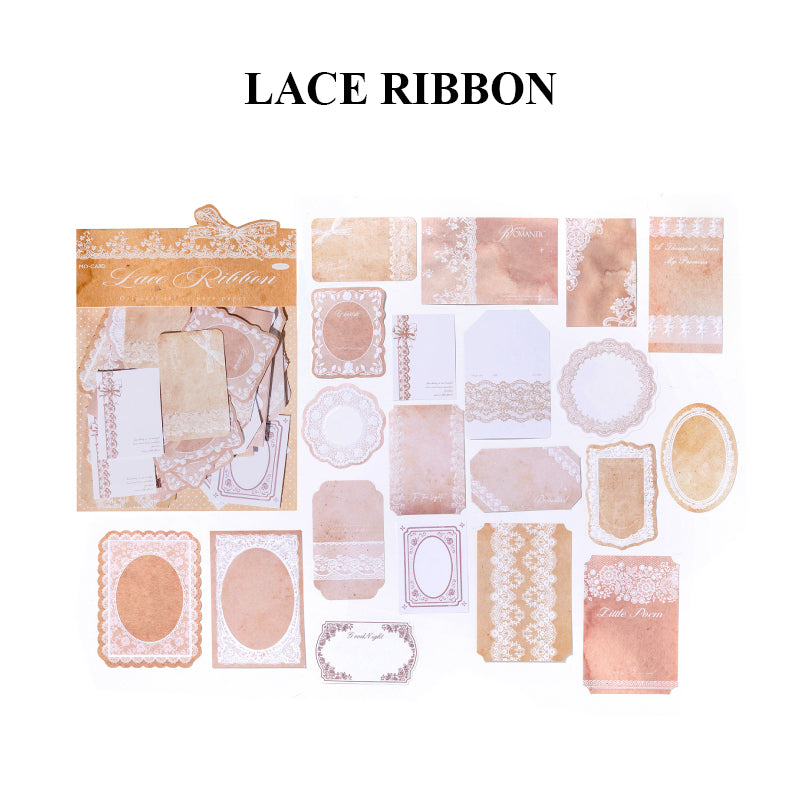 Lace Ribbon letterpress ephemera - delicate embossed lace pattern in neutral tones

