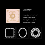 "Lace Story vintage wood stamp - intricate lace pattern for DIY crafts"