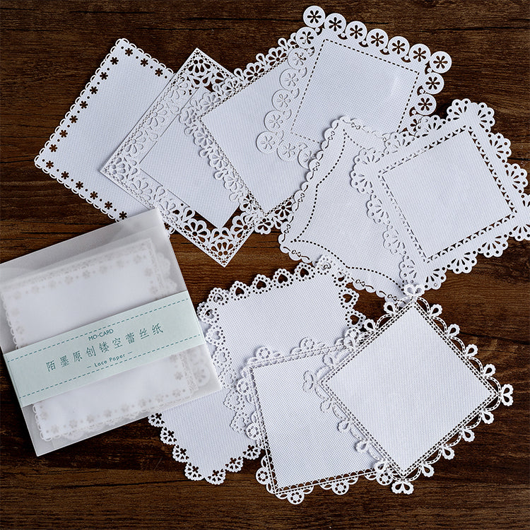 Square white lace doilies paper for elegant scrapbooking