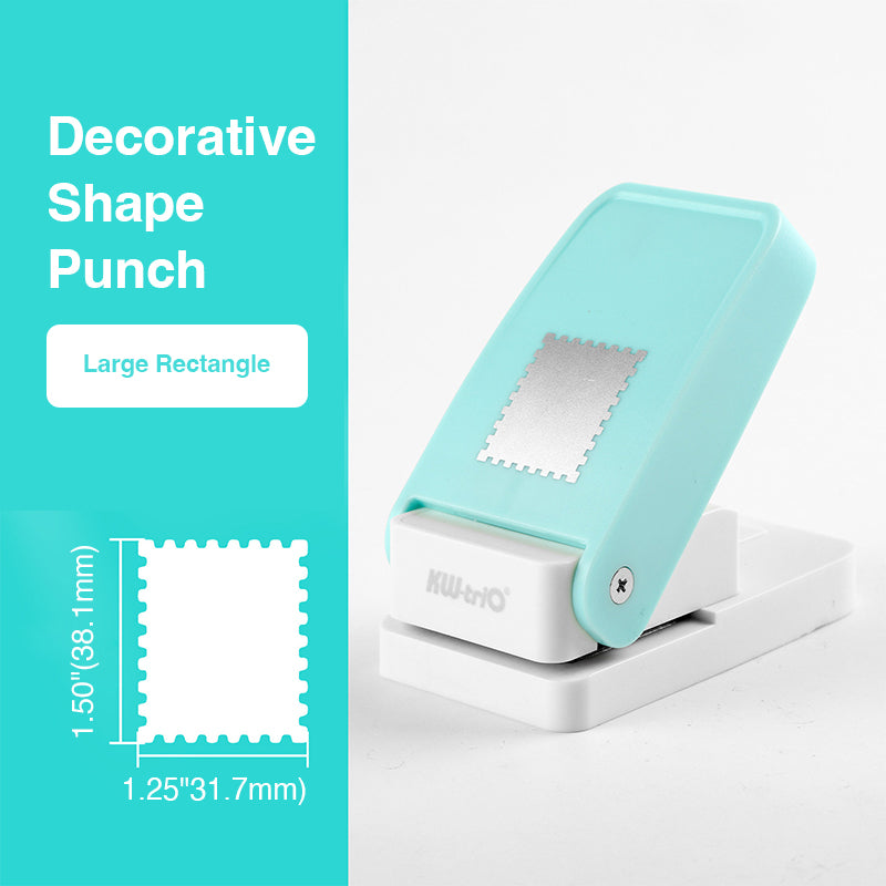 Stamp punch large rectangle size 1.25x1.50 inch 31.7x38.1mm perforated edge decorative shape punch mint handle