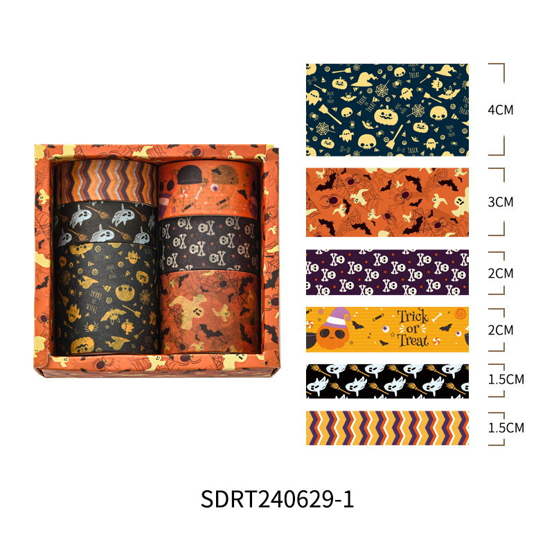 Halloween washi tape larger set SDRT240629-1 — orange and brown autumn designs