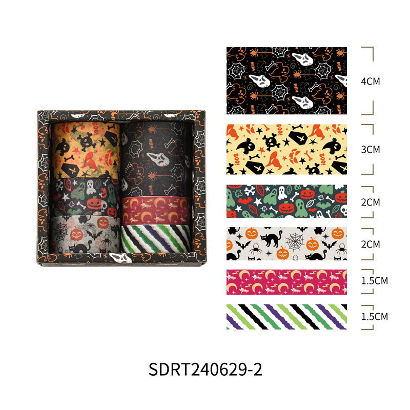 Halloween washi tape larger set SDRT240629-2 — black and gold spooky designs