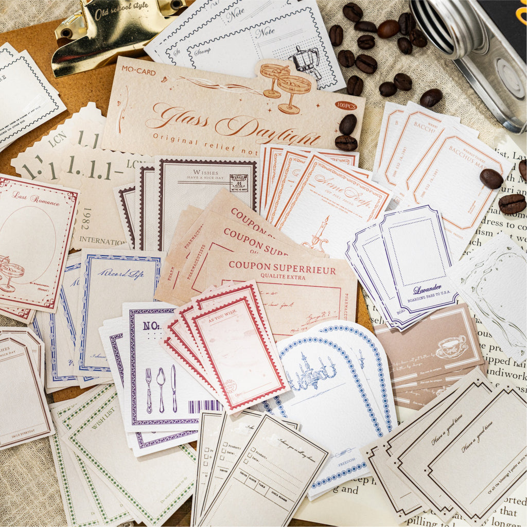 phemera pack texture close-up - premium quality embossed paper materials