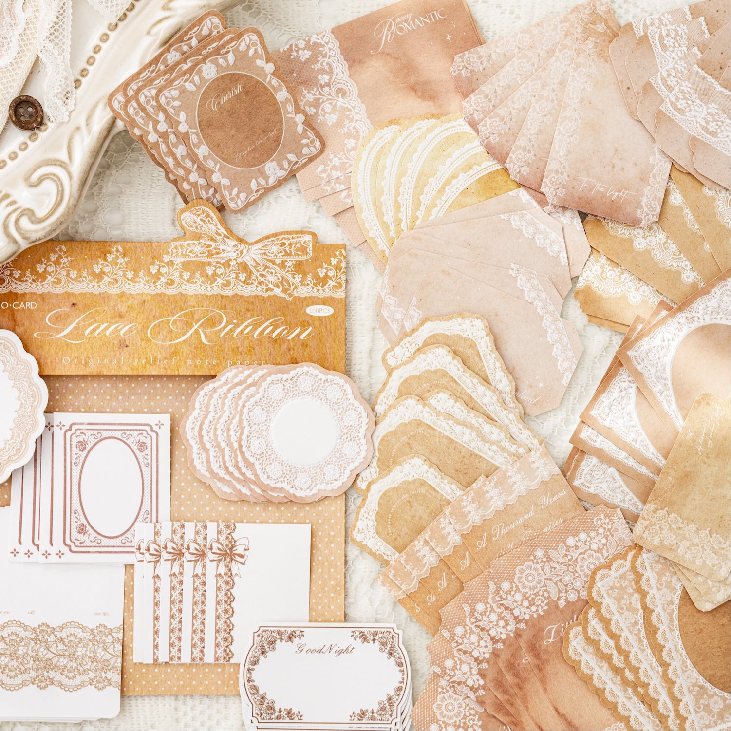 Neutral journaling ephemera variety - vintage letterpress paper for card making and crafts