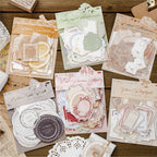 Letterpress embossed ephemera pack - 100 piece neutral journaling set with vintage textures