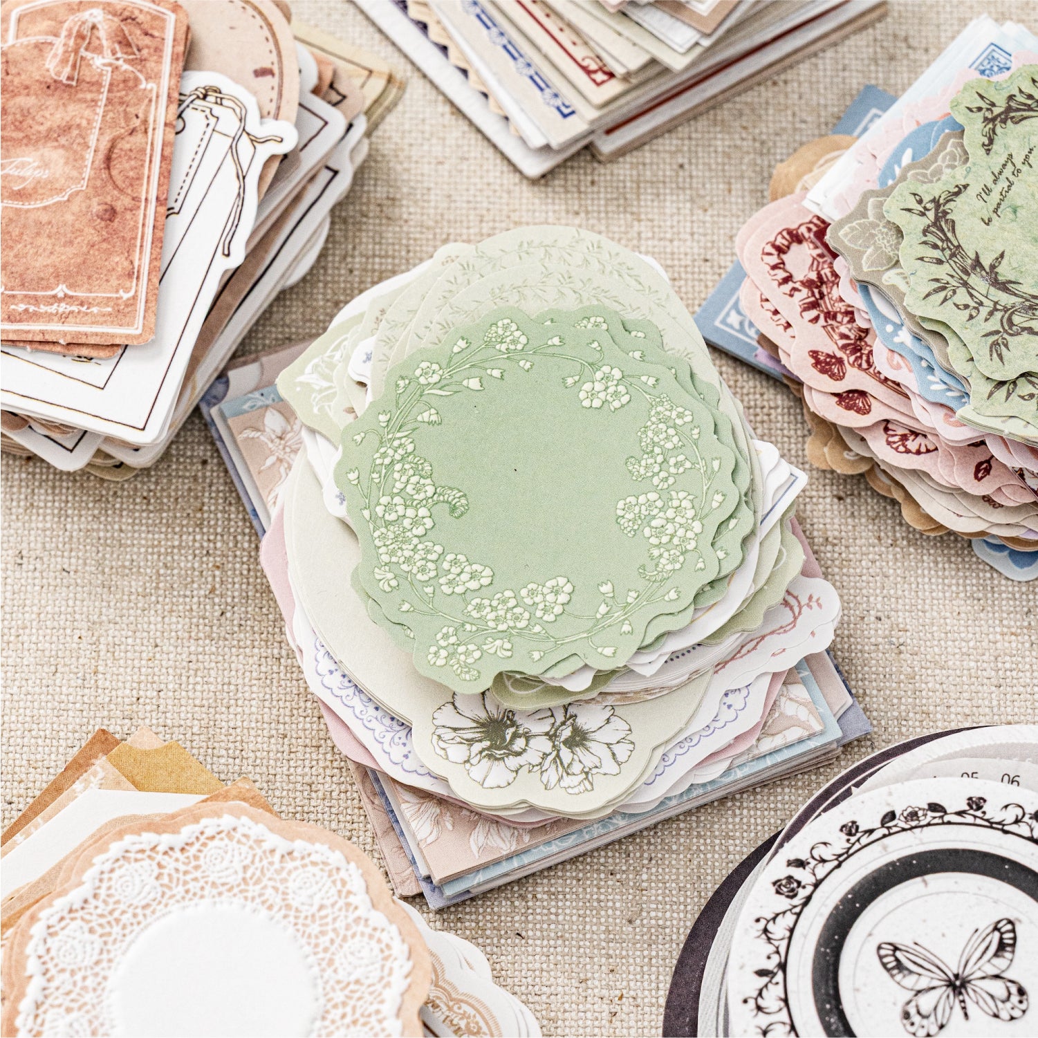 Premium letterpress ephemera collection - tactile embossed paper for scrapbooking and journaling