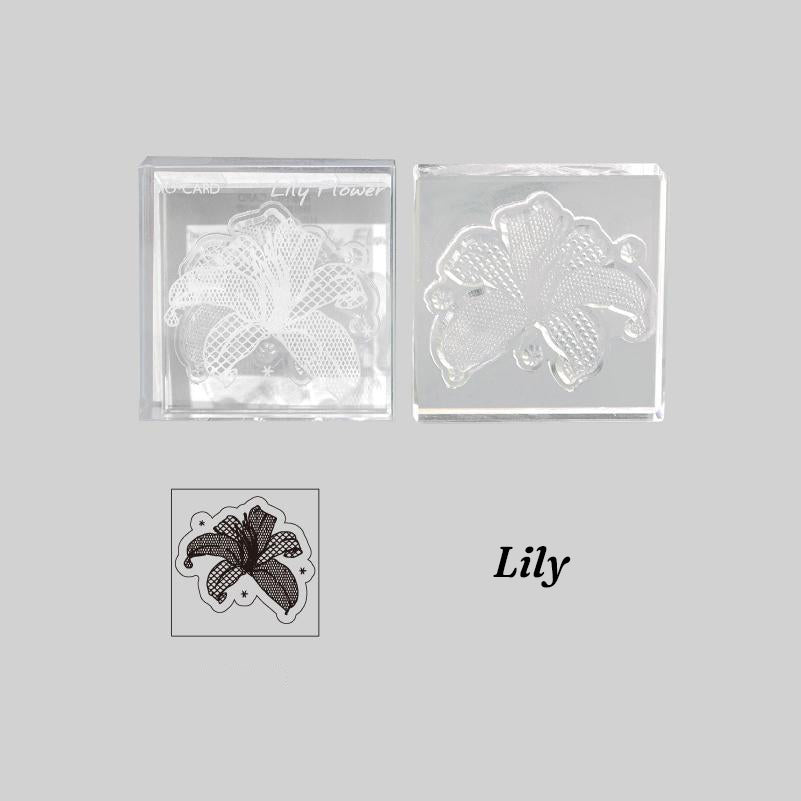 Lily flower lace stamp with floral cluster impression