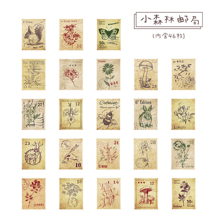 Little Forest Post Office sticker set in use showing squirrel postman delivering mail