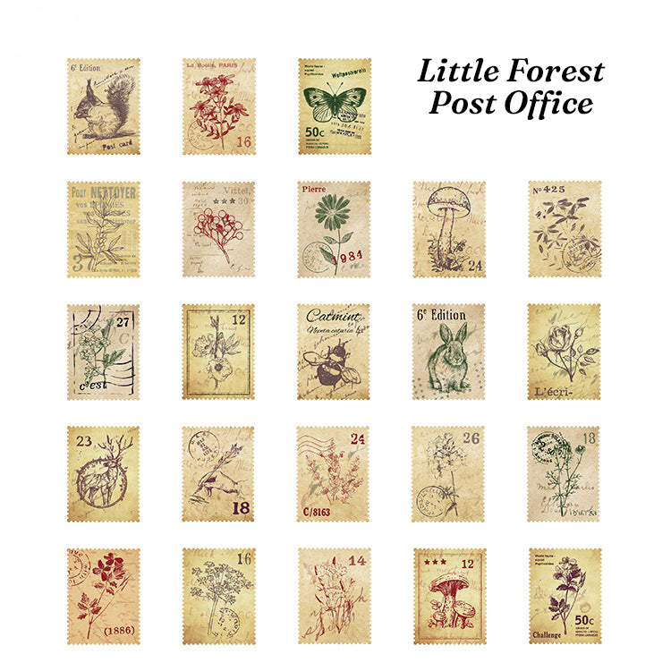 Little forest post office 46pcs matte stamp stickers features