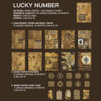 "Lucky Number vintage ephemera sticker with retro numbering and typography for planner decoration"