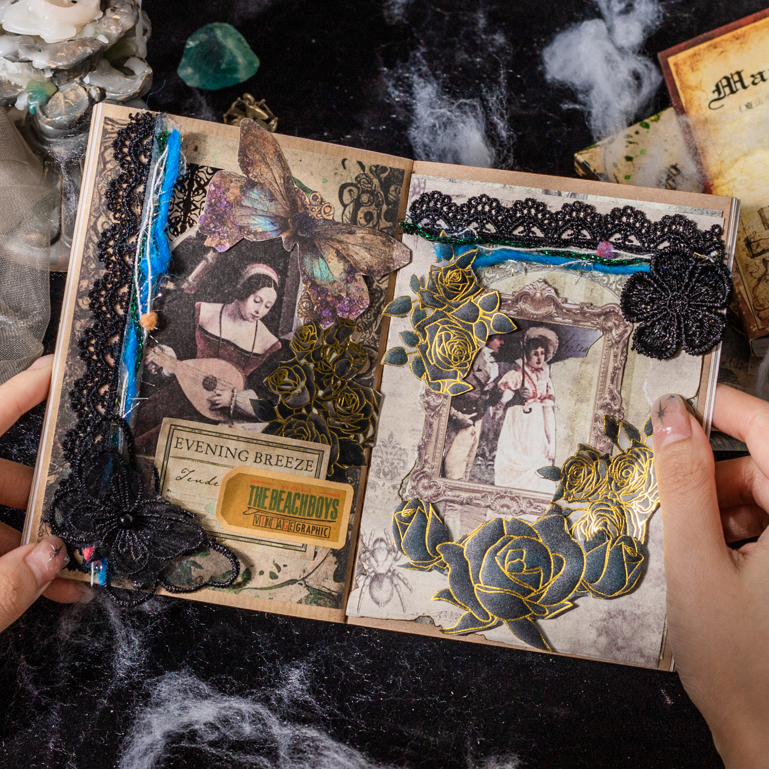 Magic Academy Collection A5 Size - 6 Designs Dark Vintage Scrapbook Paper