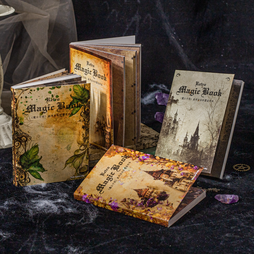 Magic Academy Dark Vintage Background Paper 60 Sheets A5 - Gothic Junk Journal Supplies