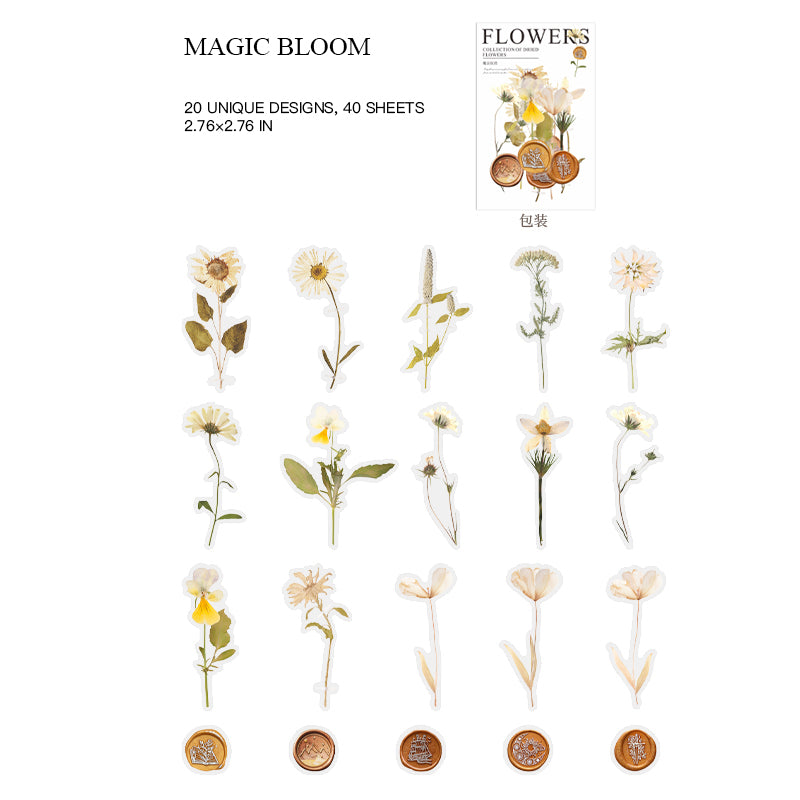 Magic Bloom - floral pressed flower wax seal sticker in waterproof PET