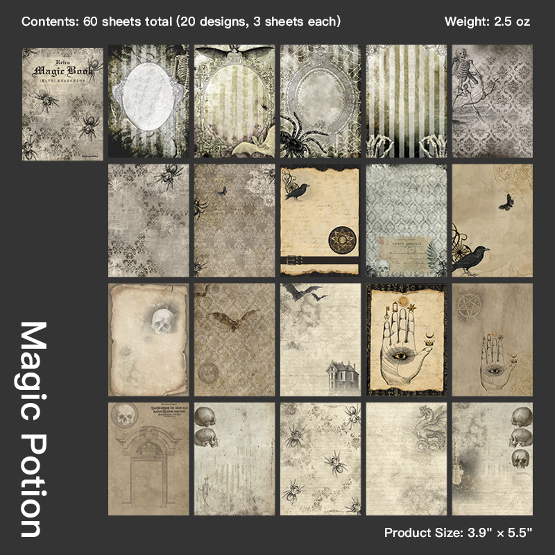 Magic Academy Collection - Dark Vintage Background Paper Magic Potion