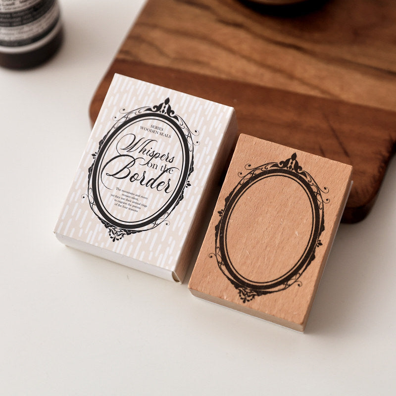 magic mirror wooden stamp ornate vintage mirror frame border hand account stamp