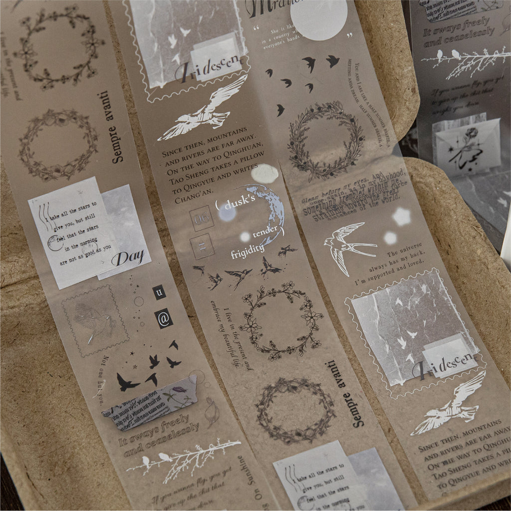 Matte PET washi tape - vintage aesthetic for gift wrapping