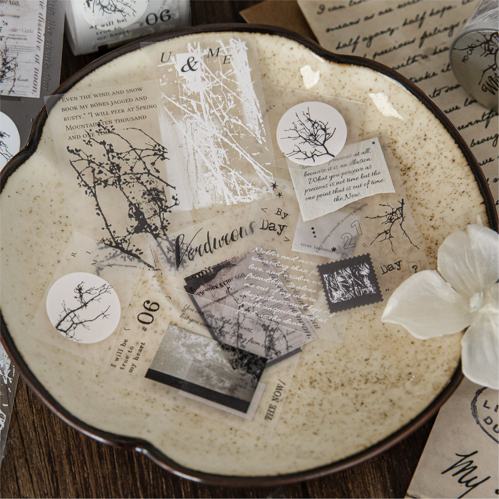 Decorative matte washi tape - vintage patterns 36mm width