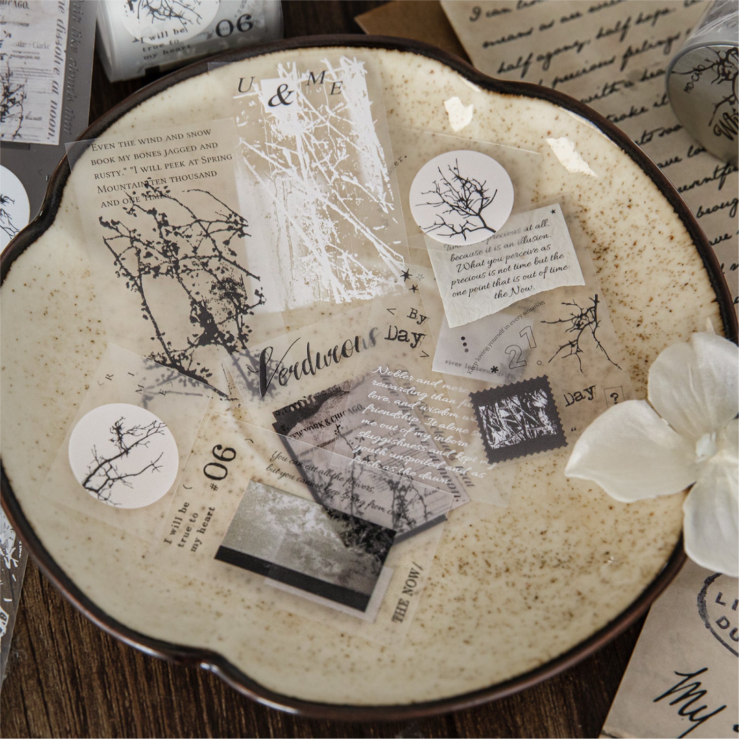 Decorative matte washi tape - vintage patterns 36mm width