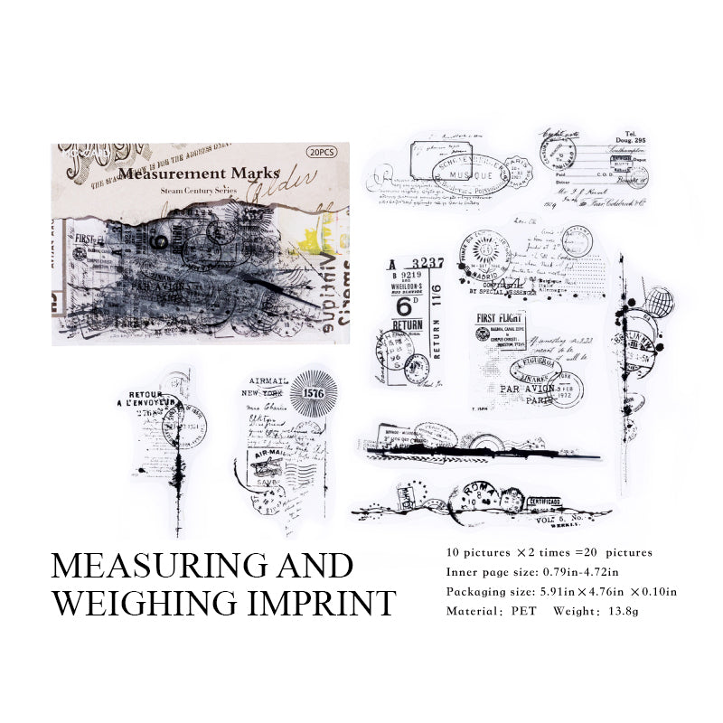 Measuring and Weighing Imprint retro line art stickers - vintage tools design