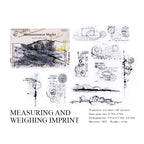 Measuring and Weighing Imprint retro line art stickers - vintage tools design