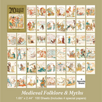 Medieval folklore knights and myths vintage magic book stickers