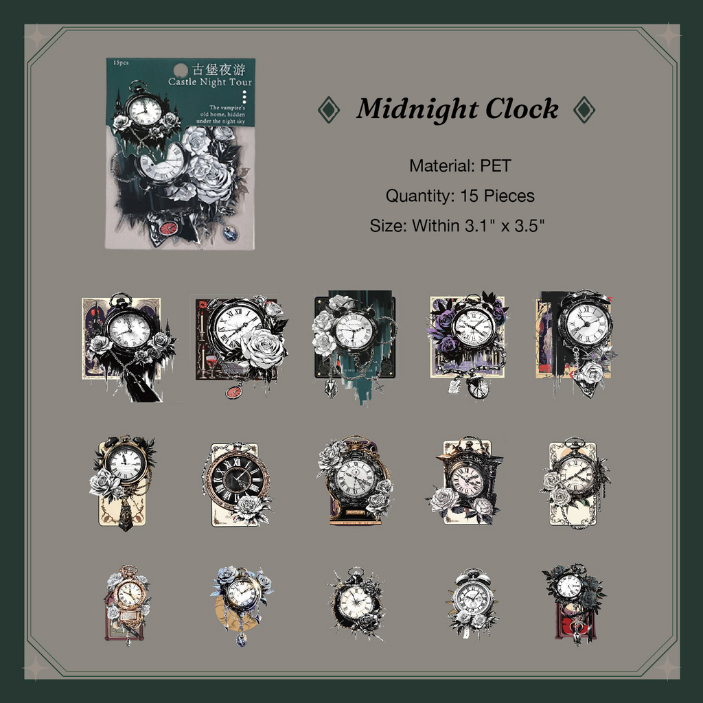 Antique clock and time gear stickers for steampunk or gothic collage