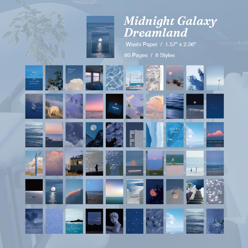 Midnight galaxy dreamland blue aesthetic washi stickers