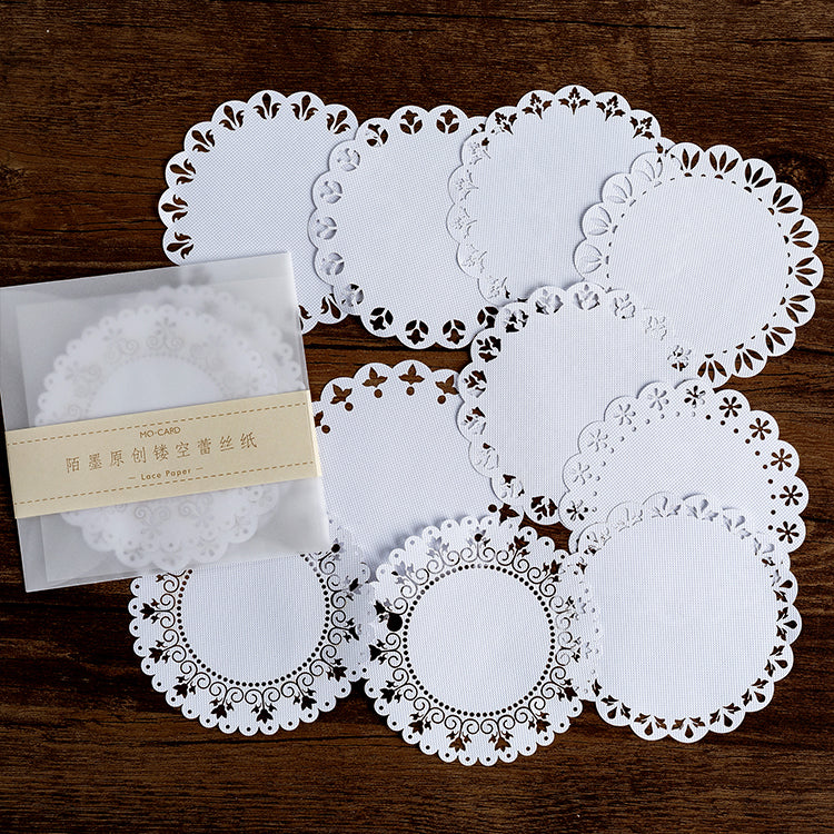 Miniature round lace edge paper pieces for bullet journal decoration