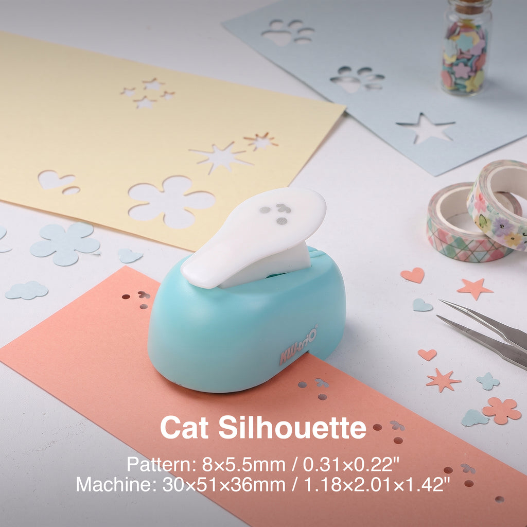 Mini shape punch cat silhouette pattern 8x5.5mm tiny cutout pastel paper craft desk